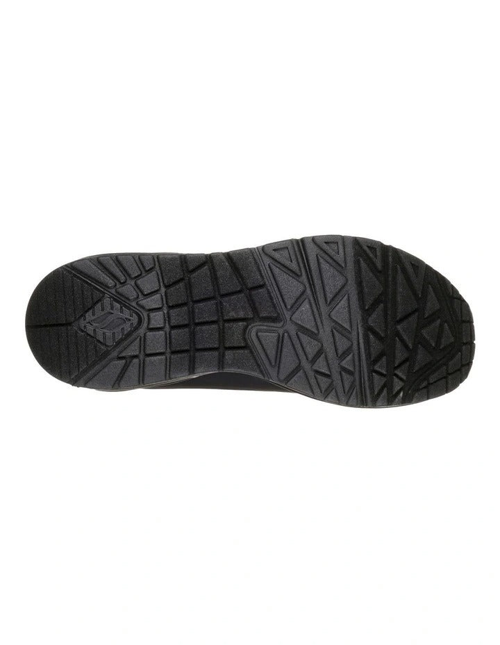 Skechers Uno Stand On Air Leather Sneaker in Black, view 5