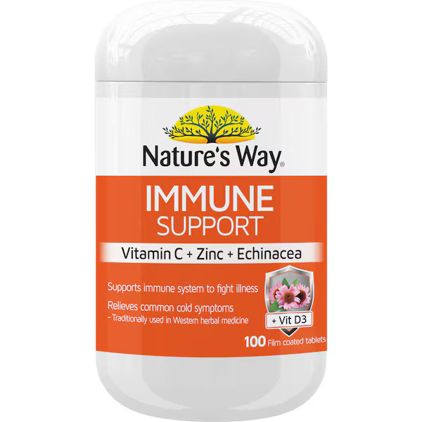 Nature's Way Vitamin C, Zinc & Echinacea Immune Support 100 Tablets – natural immune booster supplement for daily health and wellness