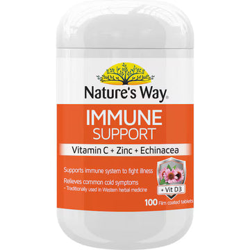 Nature's Way Vitamin C, Zinc & Echinacea Immune Support 100 Tablets – natural immune booster supplement for daily health and wellness