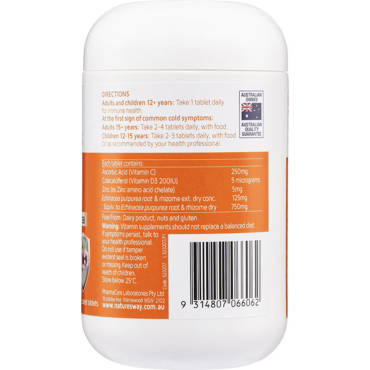 Nature's Way Vitamin C, Zinc & Echinacea Immune Support 100 Tablets – natural immune booster supplement for daily health and wellness