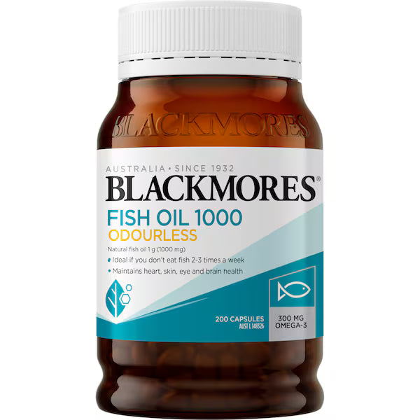 Blackmores Odourless Fish Oil 1000mg Omega-3 Capsules 200 pack, view 1