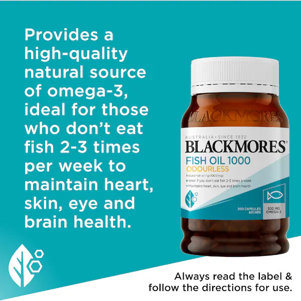 Blackmores Odourless Fish Oil 1000mg Omega-3 Capsules 200 pack, view 4