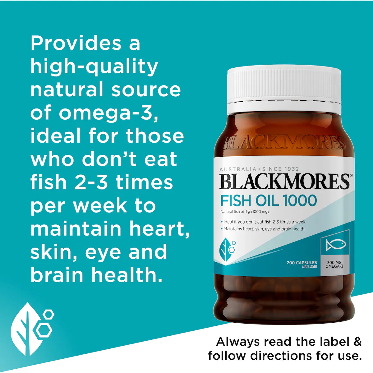 Blackmores Fish Oil 1000mg Omega-3 Capsules 200 pack, view 5