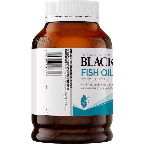 Blackmores Fish Oil 1000mg Omega-3 Capsules 400 pack – High-quality omega-3 supplement for heart and brain health.