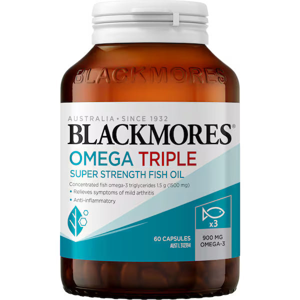 Blackmores Omega Triple High Strength Fish Oil Capsules 60 pack, view 1