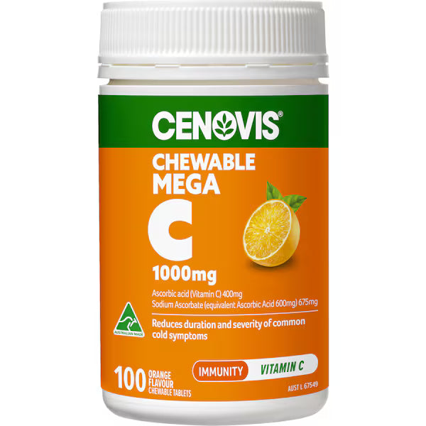 Cenovis Mega Vitamin C 1000mg Chewable Tablets 100 Pack – Immune Support Supplement Bottle