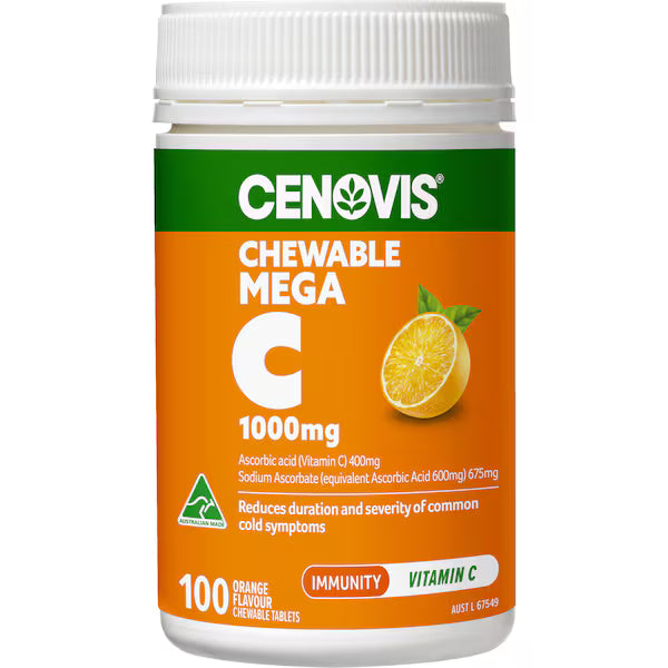 Cenovis Mega Vitamin C 1000mg Chewable Tablets 100 Pack – Immune Support Supplement Bottle