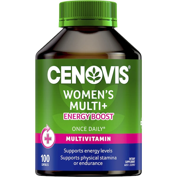 Cenovis Once Daily Women’s Multi + Energy Boost Capsules 100 pack – women’s multivitamin supplement for daily energy, immunity, and vitality support.