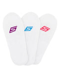 Skechers mesh superlow cushioned socks 3 pack in white front view