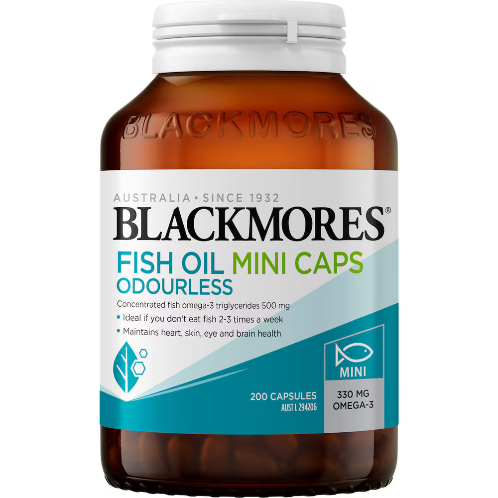 Blackmores Odourless Fish Oil 1000mg Omega-3 Mini Capsules 200 pack