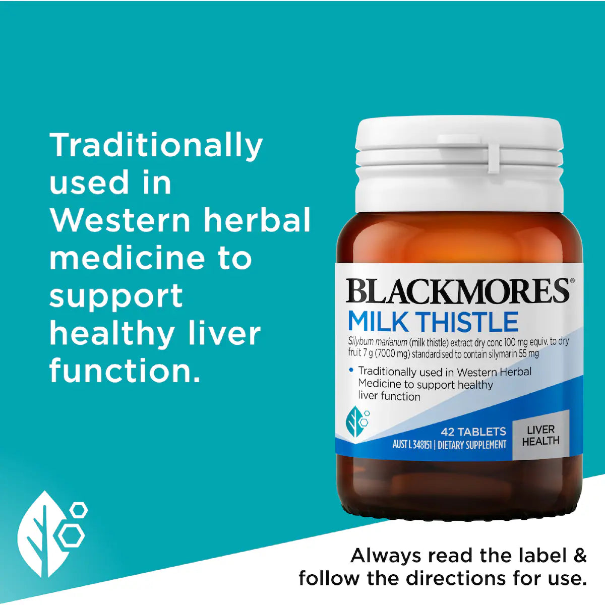 Blackmores Milk Thistle Liver Health Tablets 42 pack, natural supplement for liver support and detoxification.