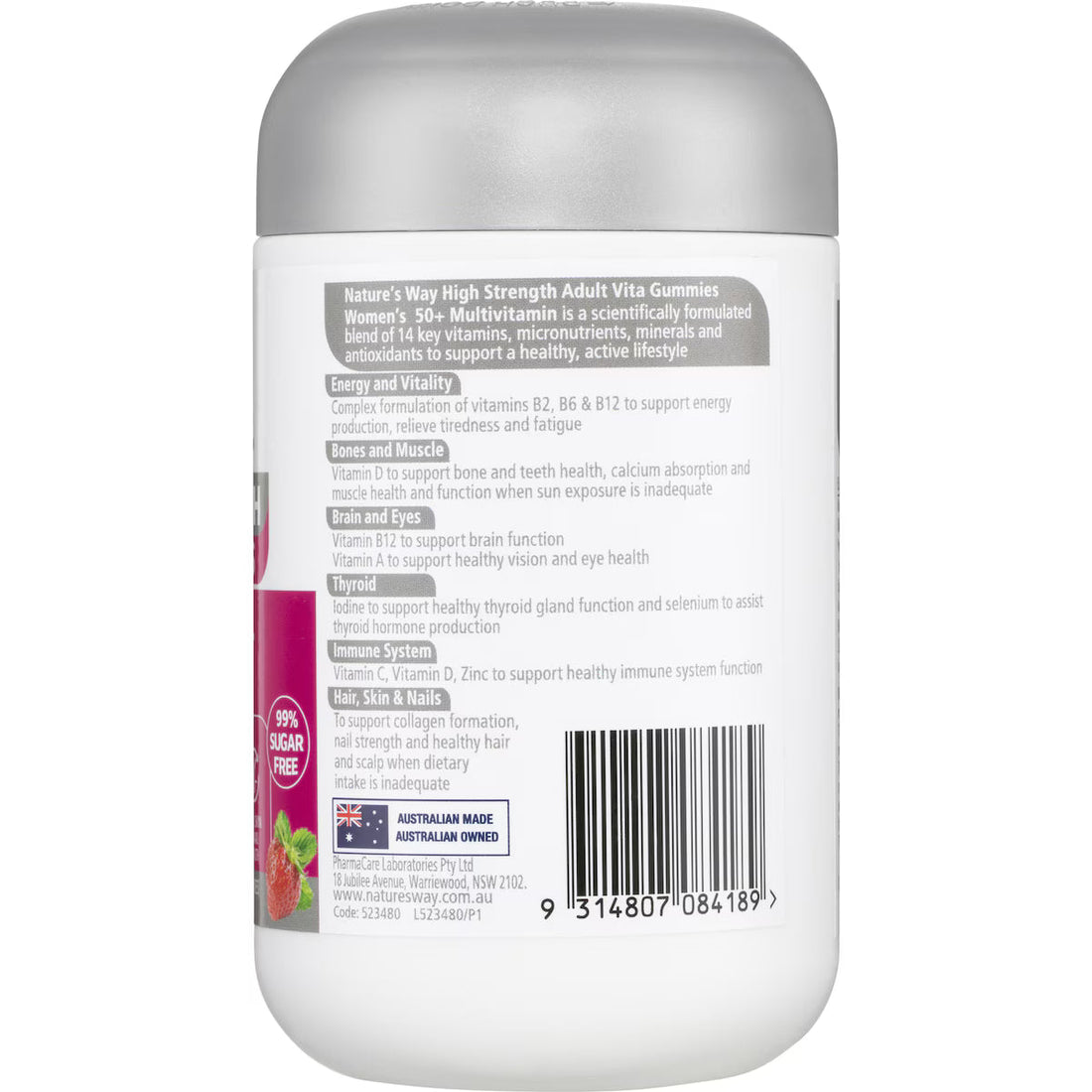 Nature's Way Women's 50+ Multivitamin Adult Vita Gummies 60 pack, a dietary supplement for women over 50, featuring gummy vitamins with essential nutrients like vitamins A, C, D, and E, to support health, energy, and immunity.