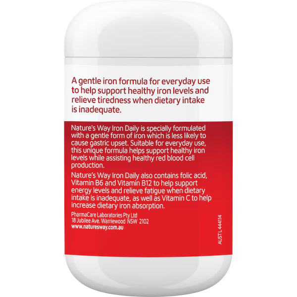 Nature’s Way Iron Daily Value Pack Tablets 120 pack bottle – iron supplement for energy, red blood cell health, and overall wellbeing