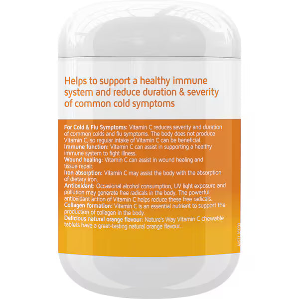 Nature's Way Vitamin C 500mg Chewable Tablets 320 Pack - Boosts Immunity and Supports Healthy Skin