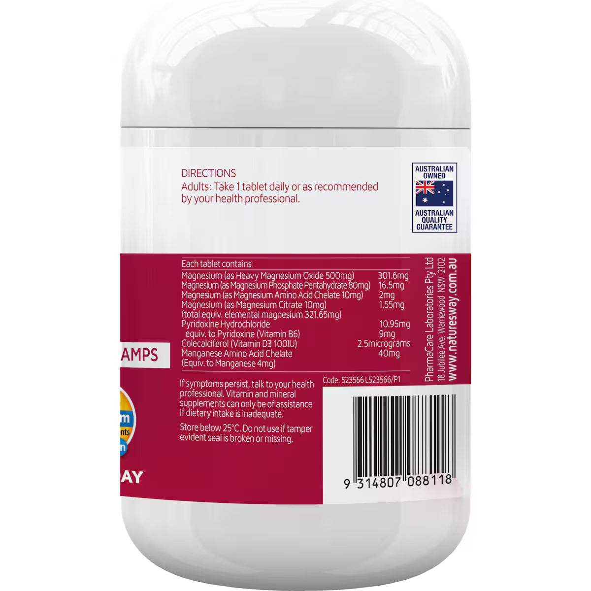Nature's Way High Strength Magnesium Coated Tablets 250 Pack – premium magnesium supplement supporting muscle health, energy production, and overall wellbeing in convenient coated tablet form.