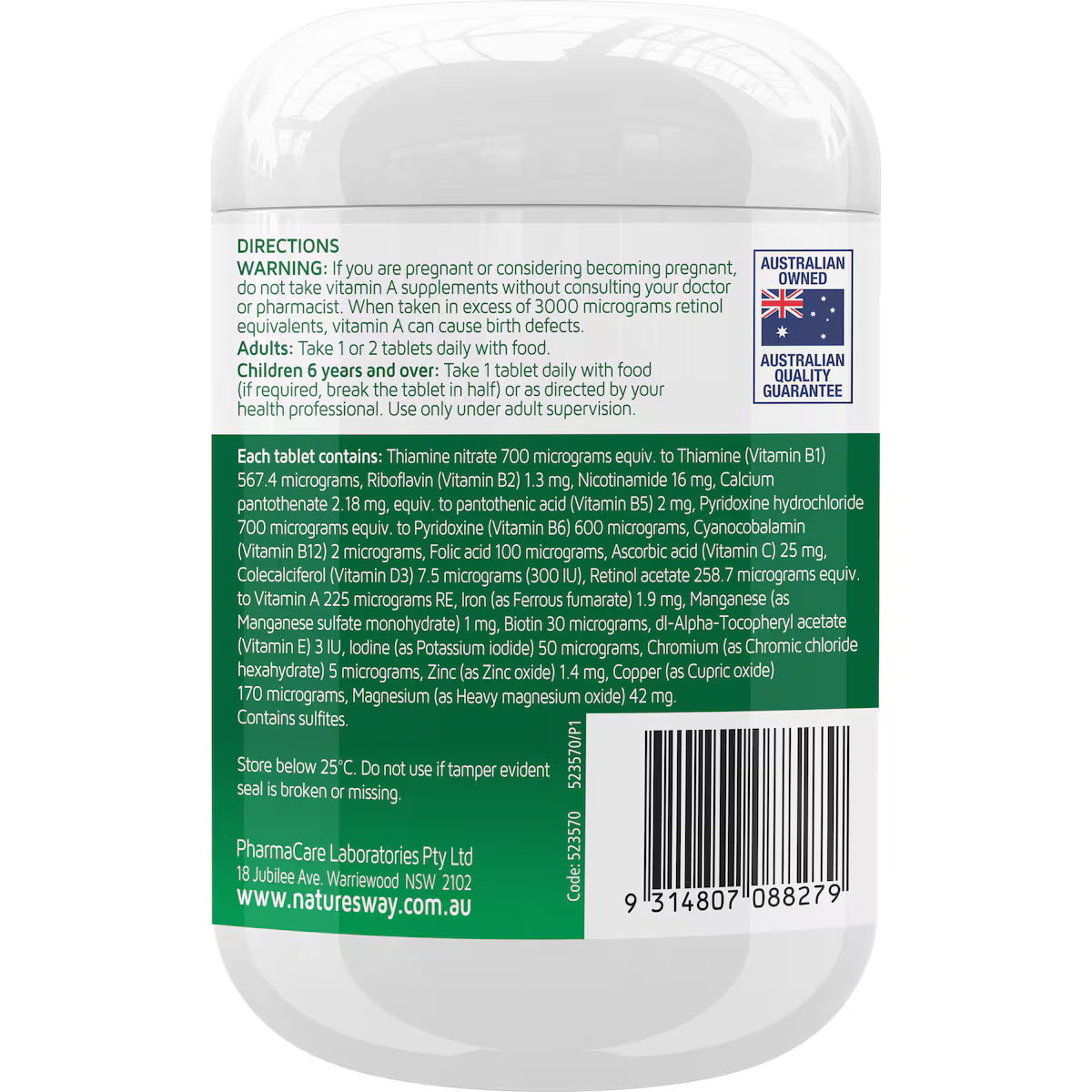Nature's Way Daily Multivitamin With Antioxidants Coated Tablets 250 pack, view 3