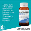 Blackmores Probiotics+ Daily Health Hard Capsules 55 pack showcasing a bottle of probiotic supplements designed for daily digestive and immune health support.