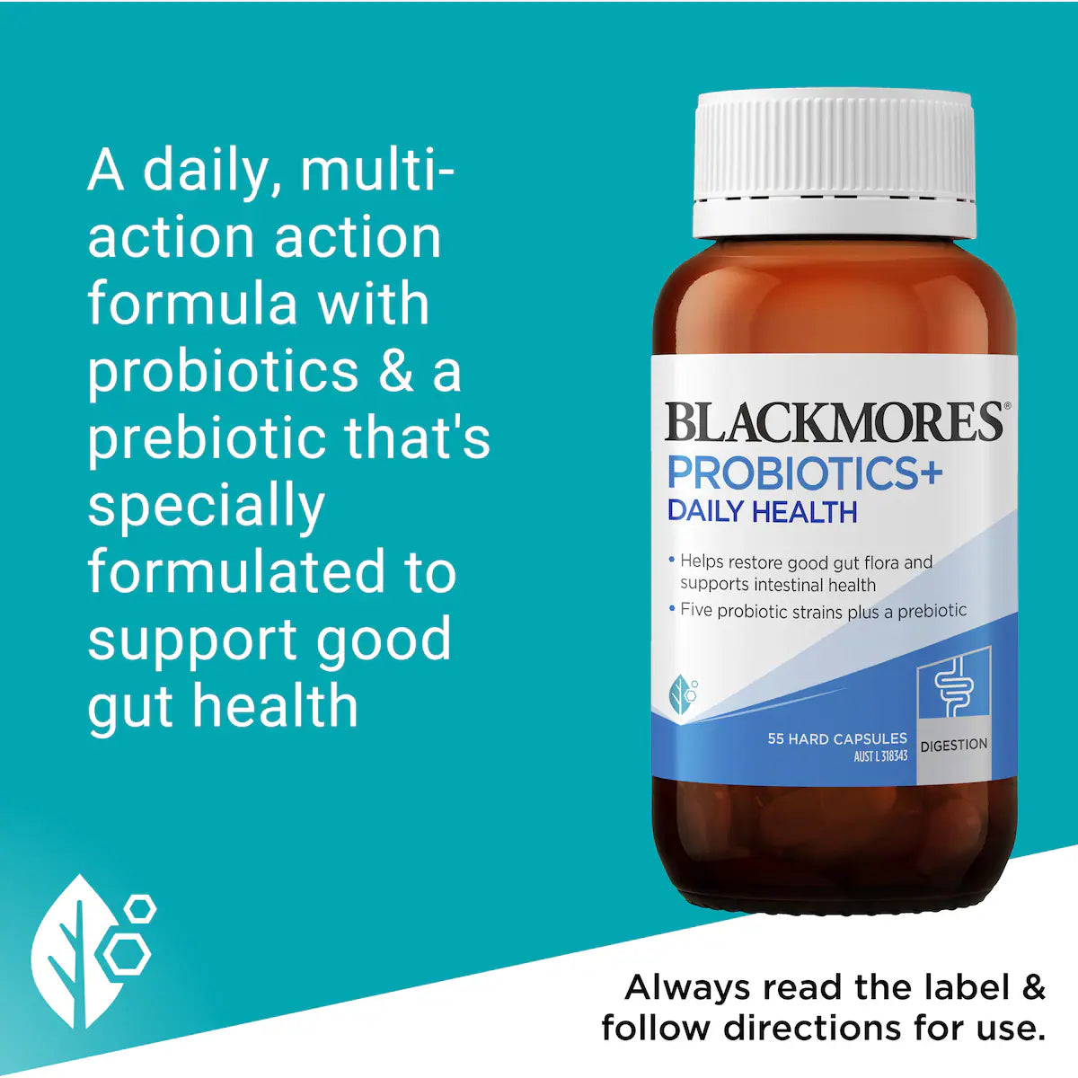 Blackmores Probiotics+ Daily Health Hard Capsules 55 pack, view 4