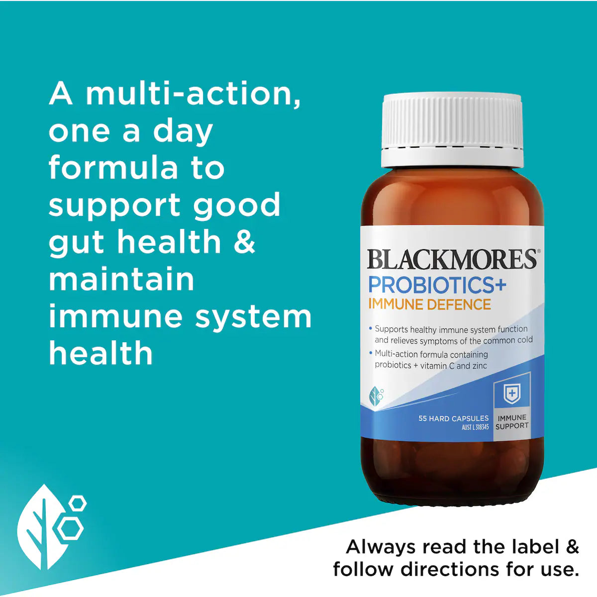 Blackmores Probiotics+ Immune Defence Capsules 55 pack, view 4