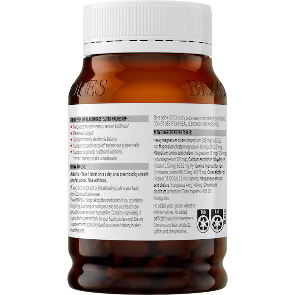 Blackmores Super Magnesium+ Coated Tablets 180 pack, view 3
