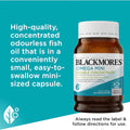 Blackmores Omega Mini Double Concentrate 400 Capsules bottle — premium fish oil supplement rich in omega-3 for heart, brain, and eye health.