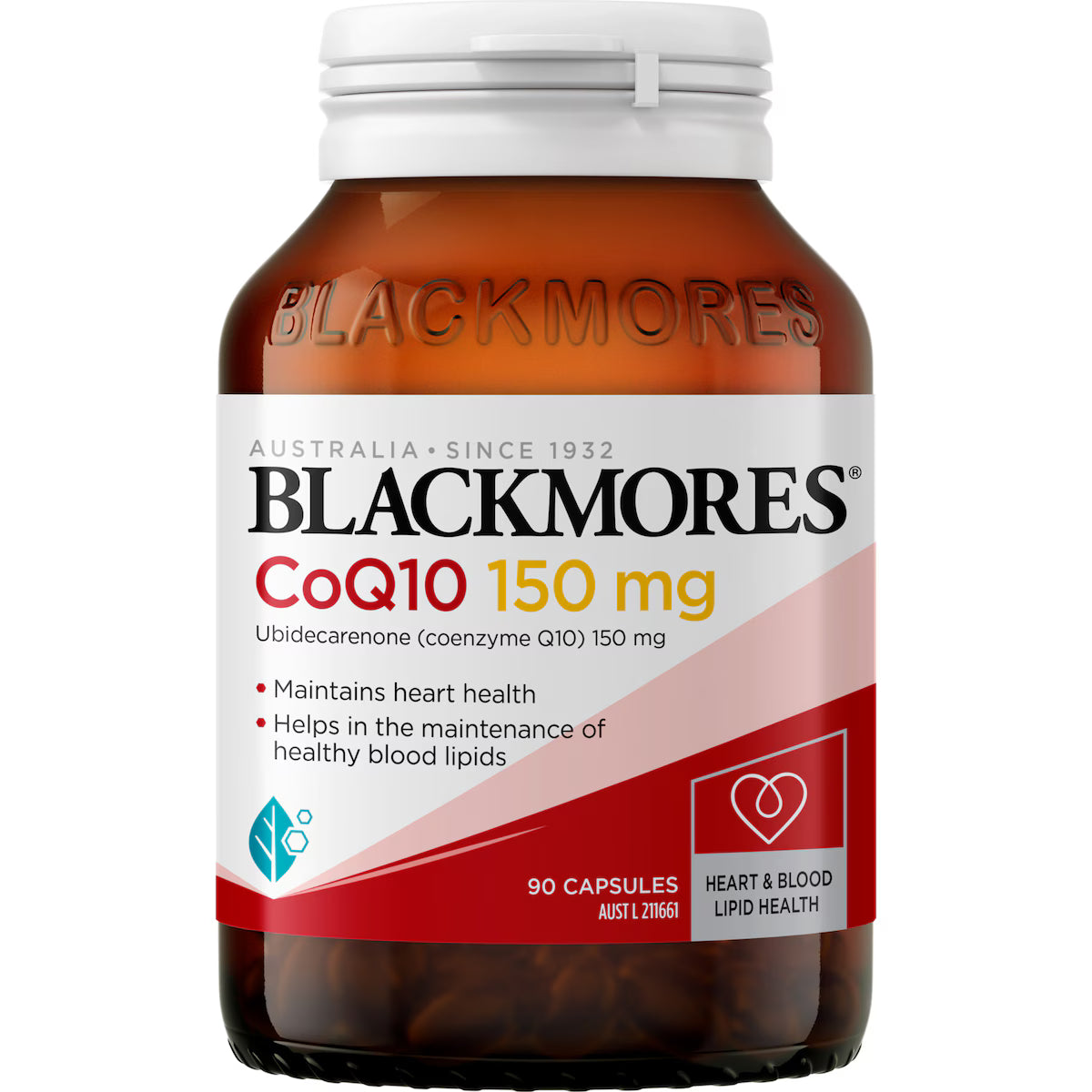 Blackmores CoQ10 150mg Heart & Blood Lipid Health Capsules 90 pack, view 1