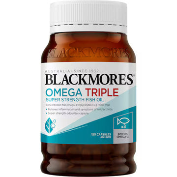 Blackmores Omega Triple Super Strength Fish Oil Capsules 150 pack – high potency omega-3 supplement for heart, brain, and joint health.
