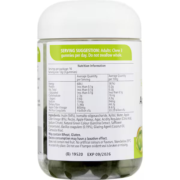 Nature's Way Adult Vita Gummies Apple Cider Vinegar Probiotic Prebiotic 50 pack – apple-flavored gummy vitamins for gut health and digestion support.