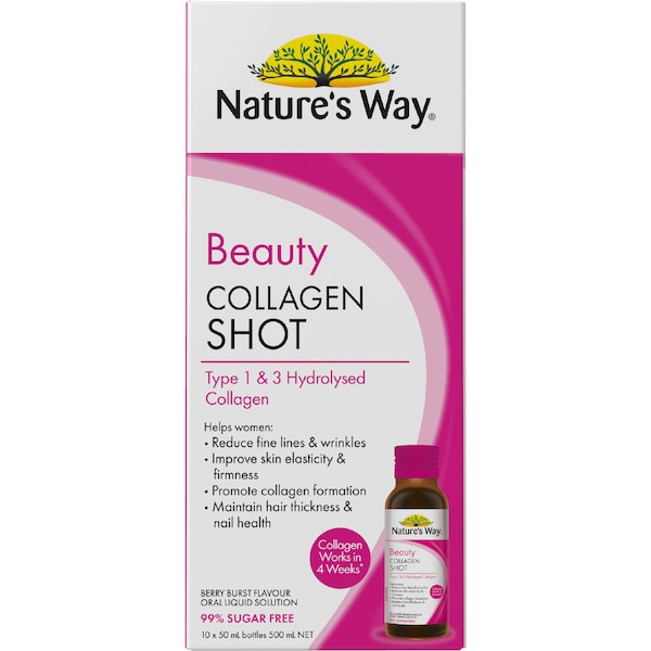 Nature's Way Beauty Collagen Oral Shots 50mL x 10 pack – skin rejuvenation, anti-aging benefits