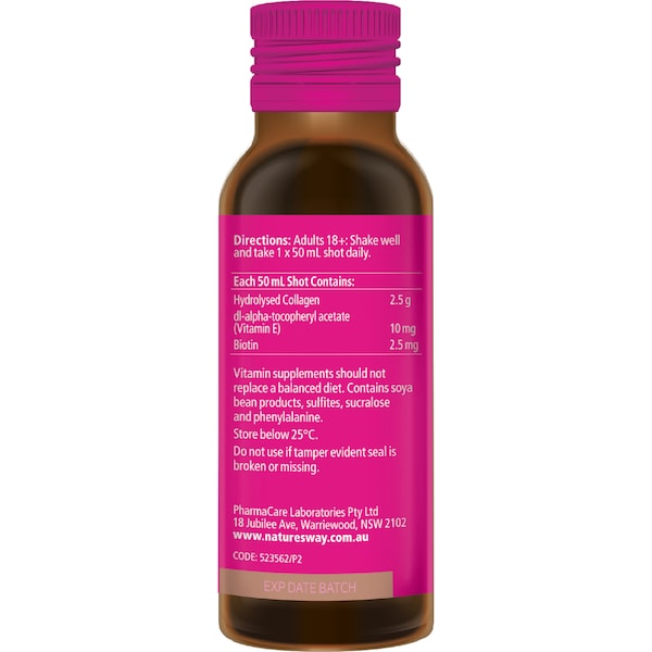 Nature's Way Beauty Collagen Oral Shots 50mL x 10 pack – skin rejuvenation, anti-aging benefits