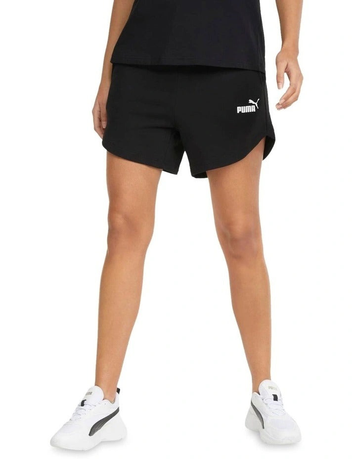 PUMA Essential 5 Inch High Waist Shorts, Black, product view 4