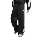 Black tracksuit with white stripes and Adidas logo on a white background