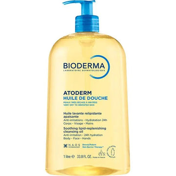 Bioderma Atoderm Shower Oil Cleanser for dry skin with niacinamide and plant biolipids.