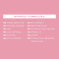 List of natural product ingredients on a pink background