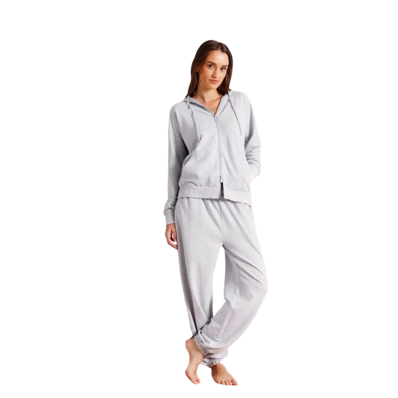 Chloe & Lola Loungewear Double Zip Hoodie in Grey Marle, product image 7