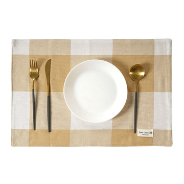 Set of 6 Placemats - Beige Check