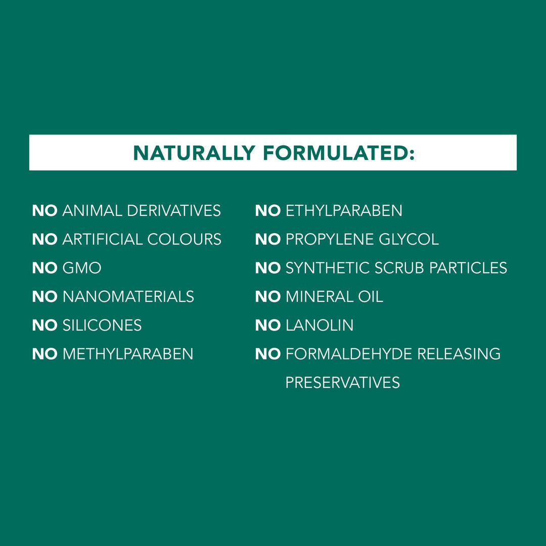 List of natural product ingredients on a green background