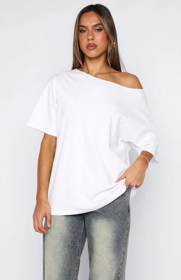 Give Me Options Off Shoulder Tee White | Women's Top