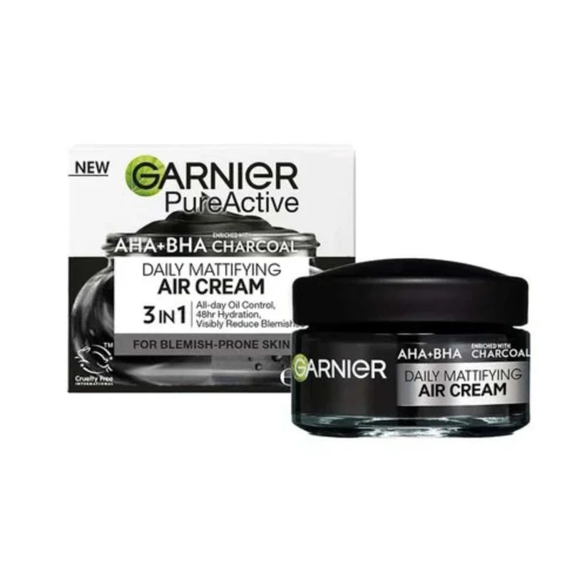 Garnier Air Cream Pure Active Charcoal 50ml for oil control, hydration, and clearer skin