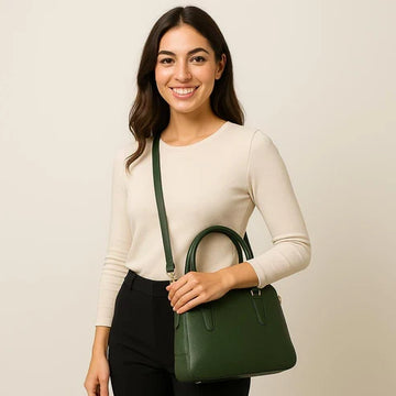 Green Leather Office Bag by LeatherLuxe