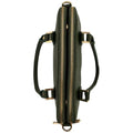 Elegant green leather office bag with detachable shoulder strap, ideal for professionals and business travel.