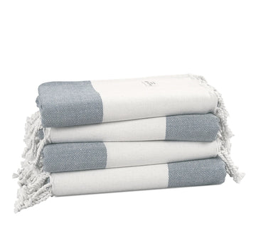 Set of 4 Herringbone Turkish Beach Towels - Grey