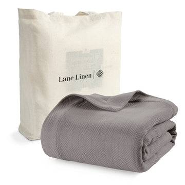 100% Cotton Herringbone Blanket - Silver