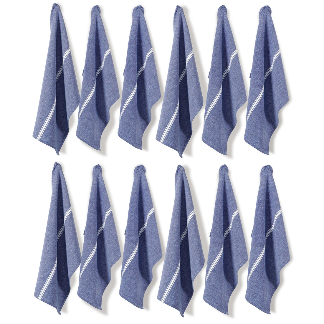Set of 6 Herringbone Kitchen Towels - Blue