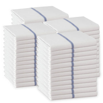 Set of 48 Herringbone Kitchen Towels - Blue Stripe