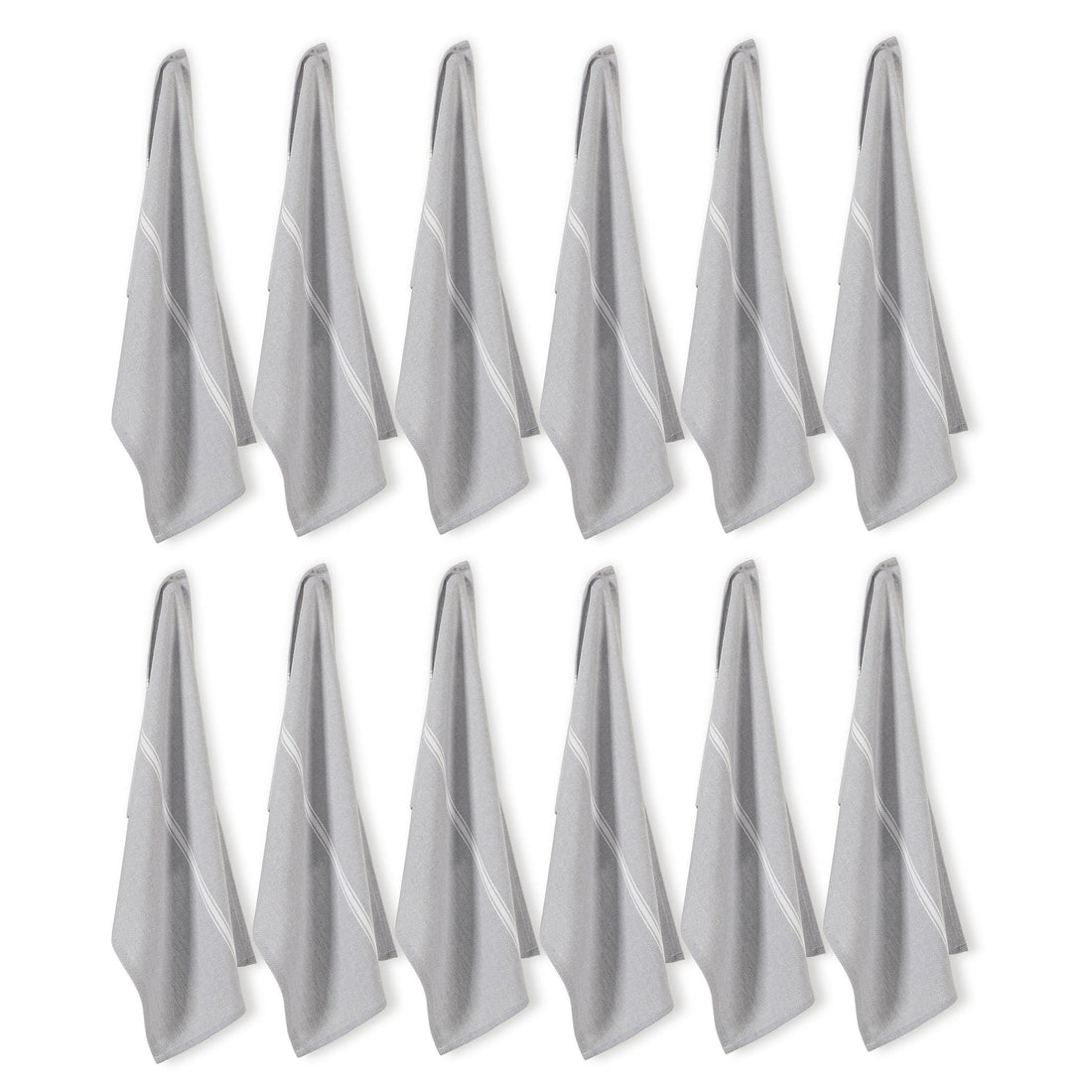 Set of 12 Herringbone Kitchen Towels - Grey