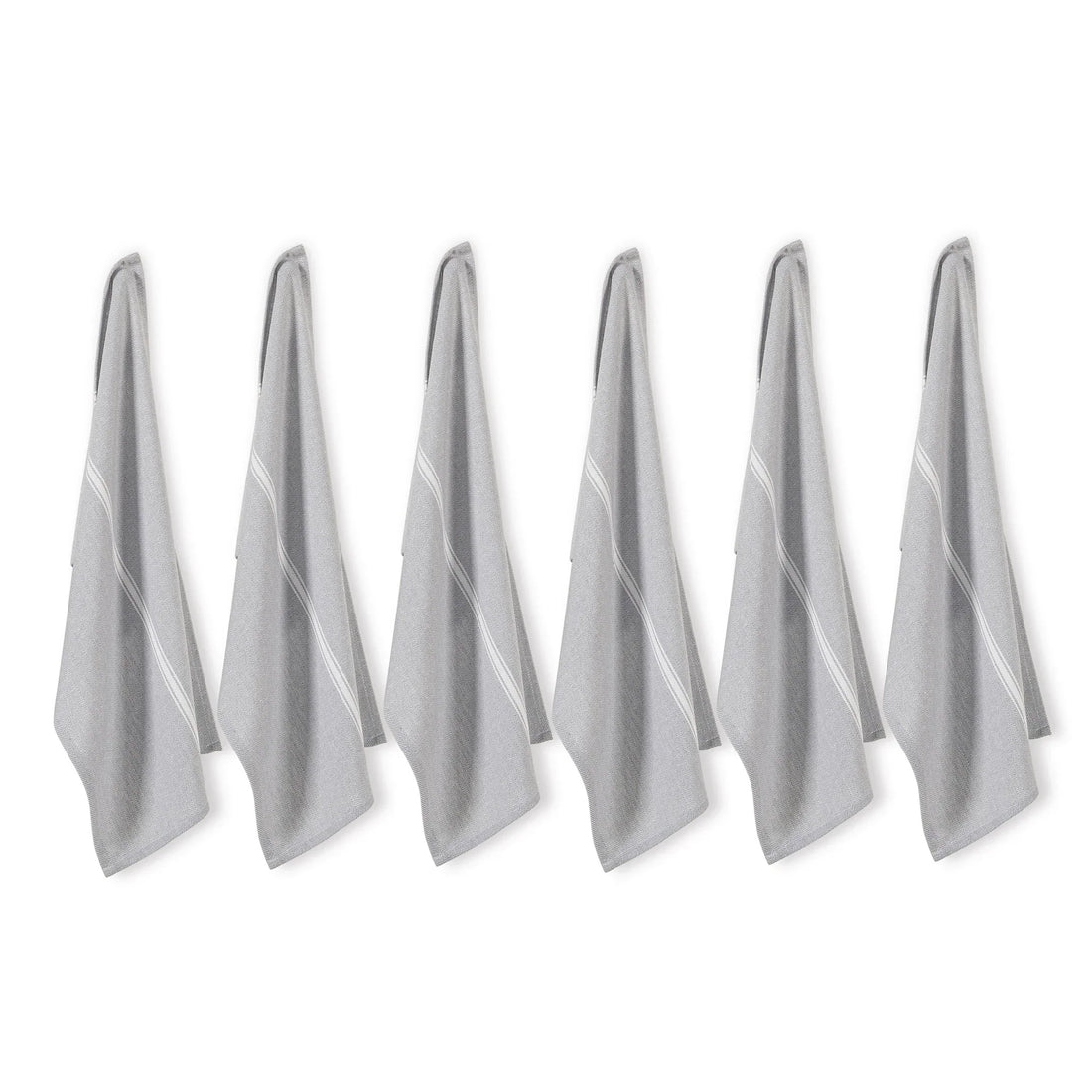 Set of 6 Herringbone Kitchen Towels - Grey