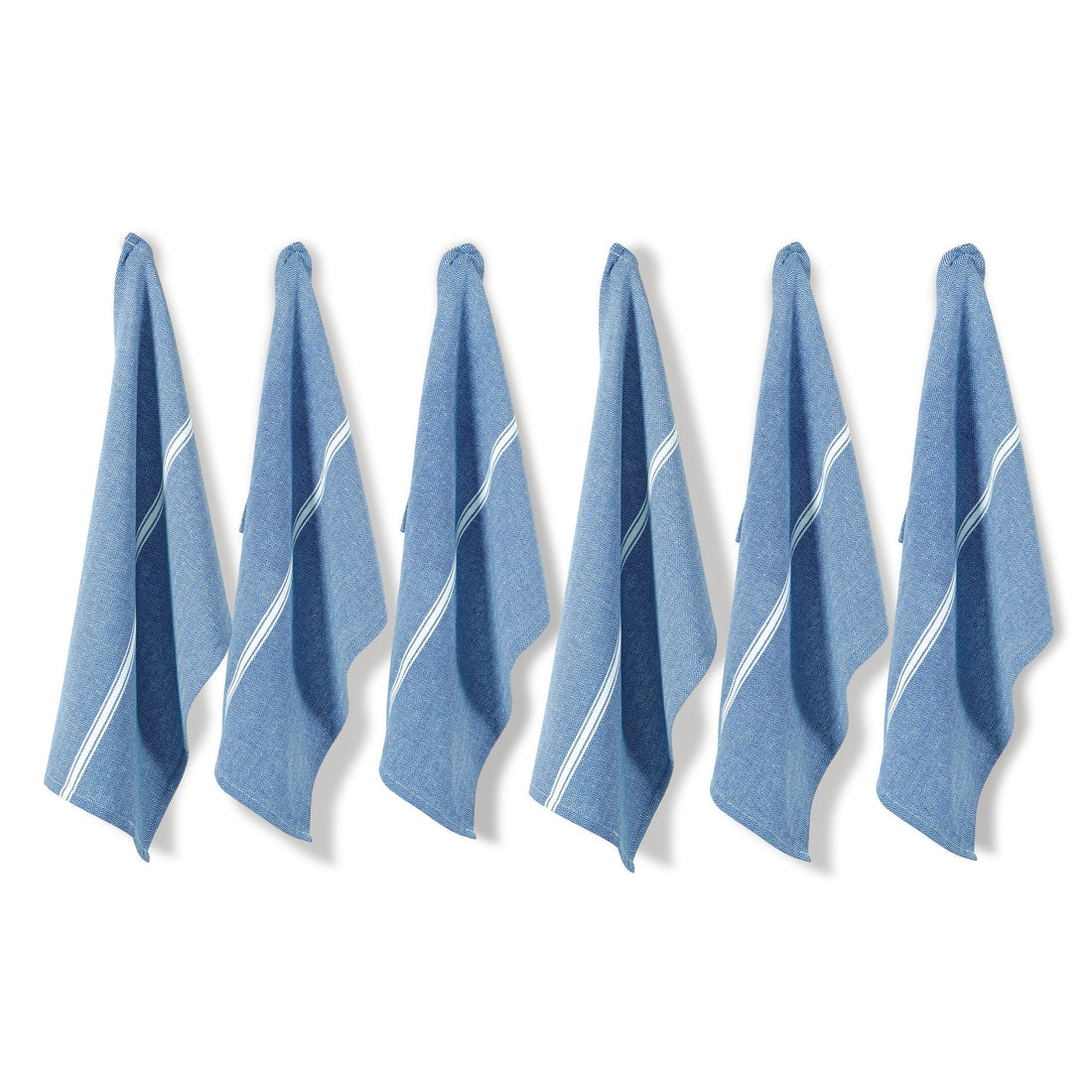Set of 12 Herringbone Kitchen Towels - Indigo