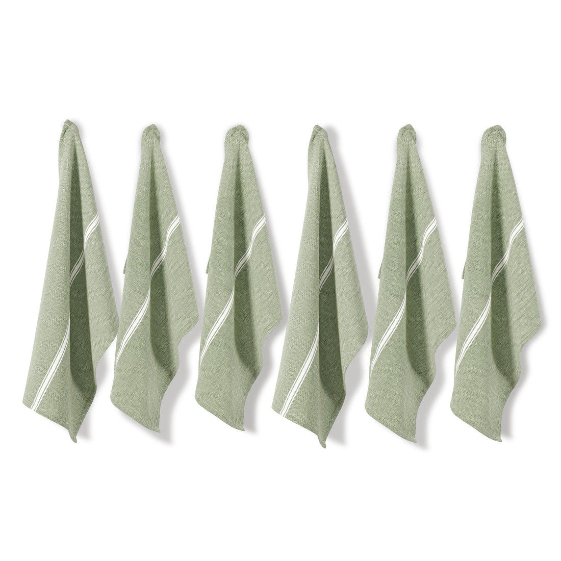 Set of 6 Herringbone Kitchen Towels - Olive