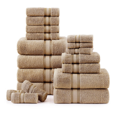 18 Piece 100% Cotton Towel Set 550GSM - Taupe